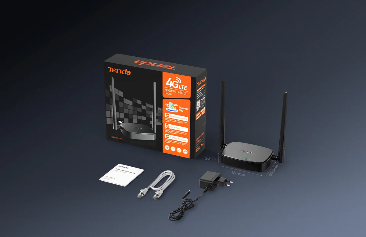 TENDA N300 Wifi 4G LTE Router 4G03 Pro Black