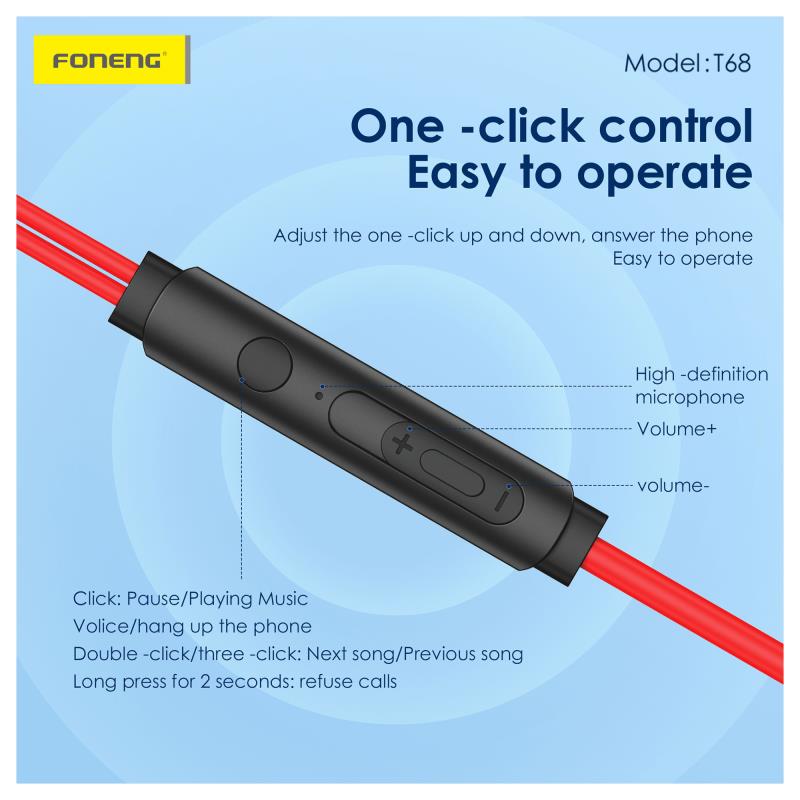 Hands Free Stereo Foneng T68 Heavy Bass Gaming USB C Μαύρο