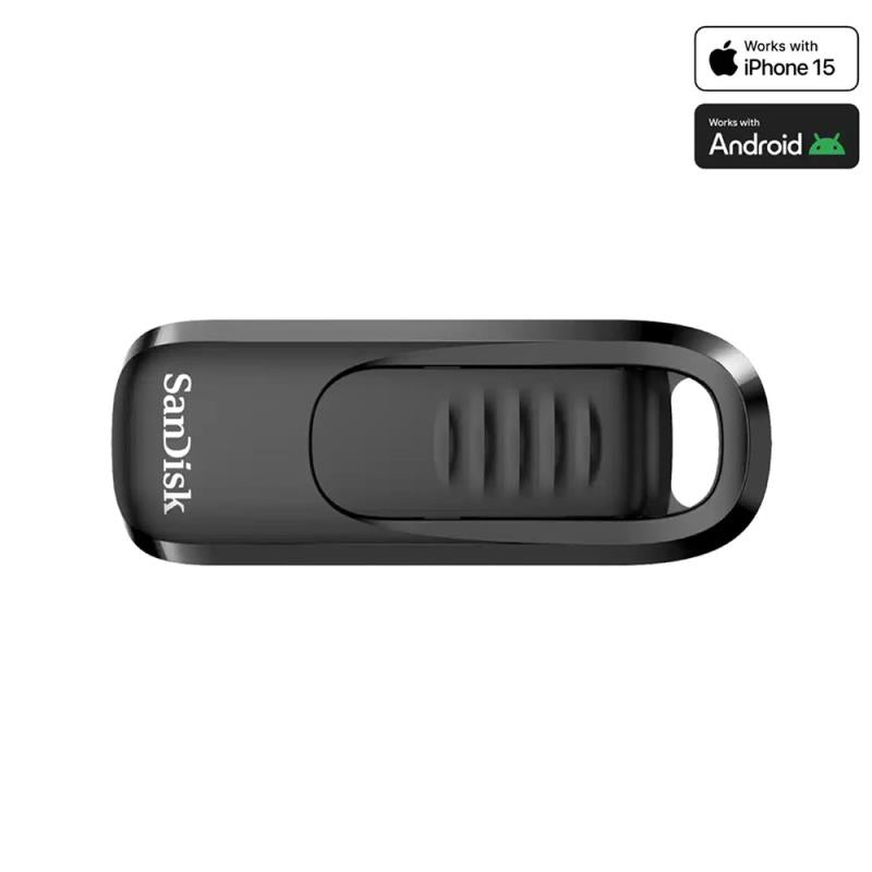USB 3.2 Flash Disk SanDisk Ultra Slider USB C 128GB 400MB/s Μαύρο