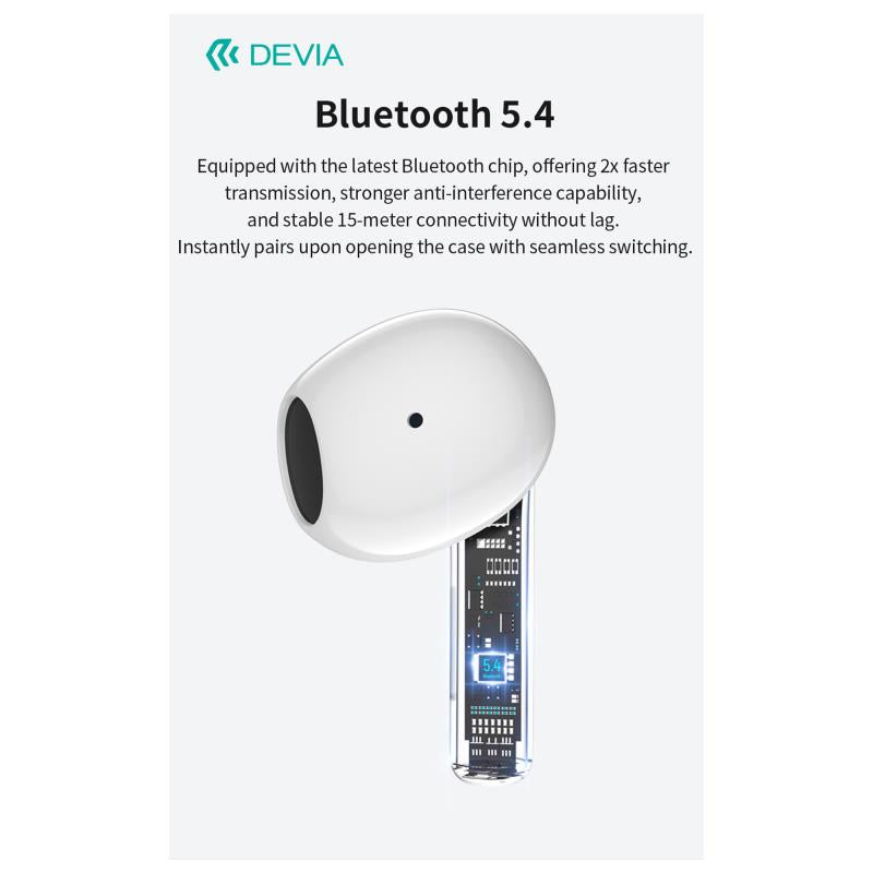 True Wireless Ακουστικά Bluetooth Devia EM404 Lite1 Λευκό