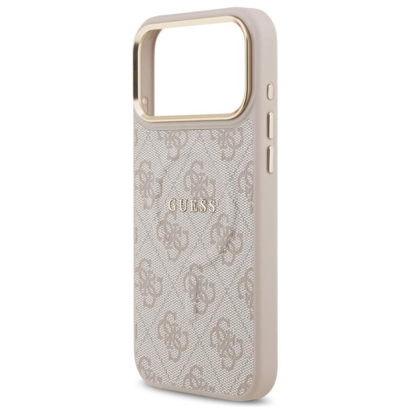 Θήκη PU Guess MagSafe Apple iPhone 17 Pro Max Hardcase Classic 4G Ροζ