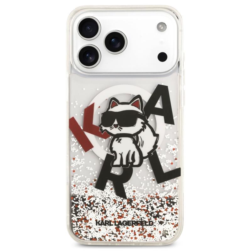 Θήκη Σιλικόνης Karl Lagerfeld Magsafe Apple iPhone 17 Pro Max Liquid Glitter Choupette Διάφανο