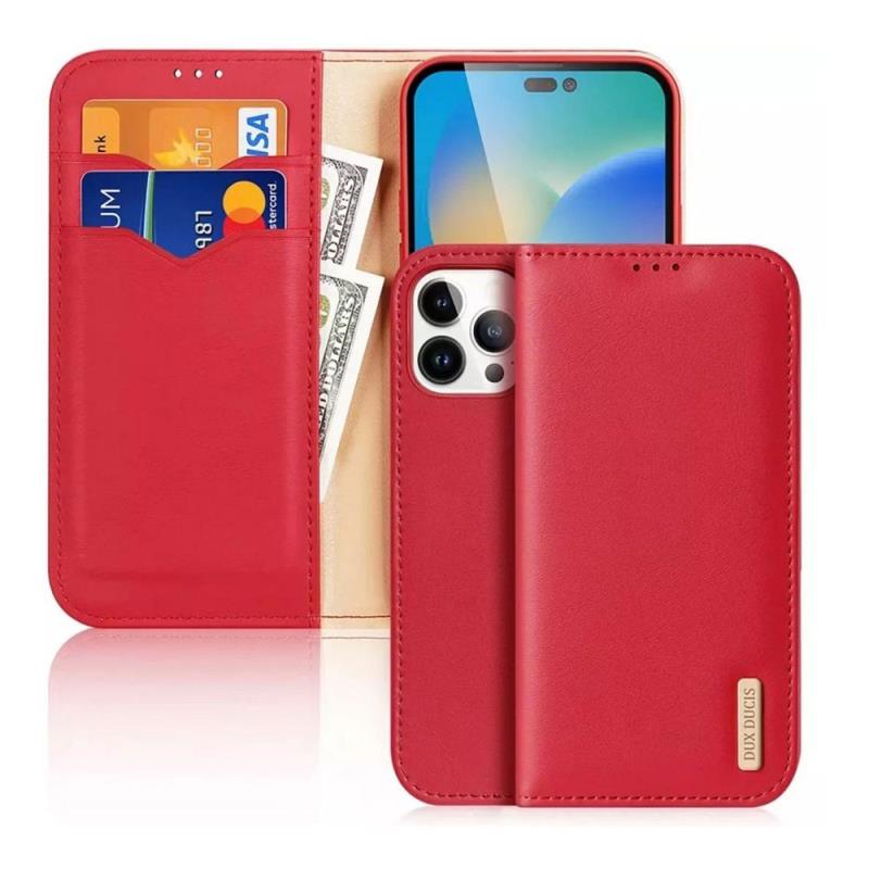 Θήκη Δερμάτινη Dux Ducis Hivo RFID Wallet Apple iPhone 15 Pro Κόκκινο