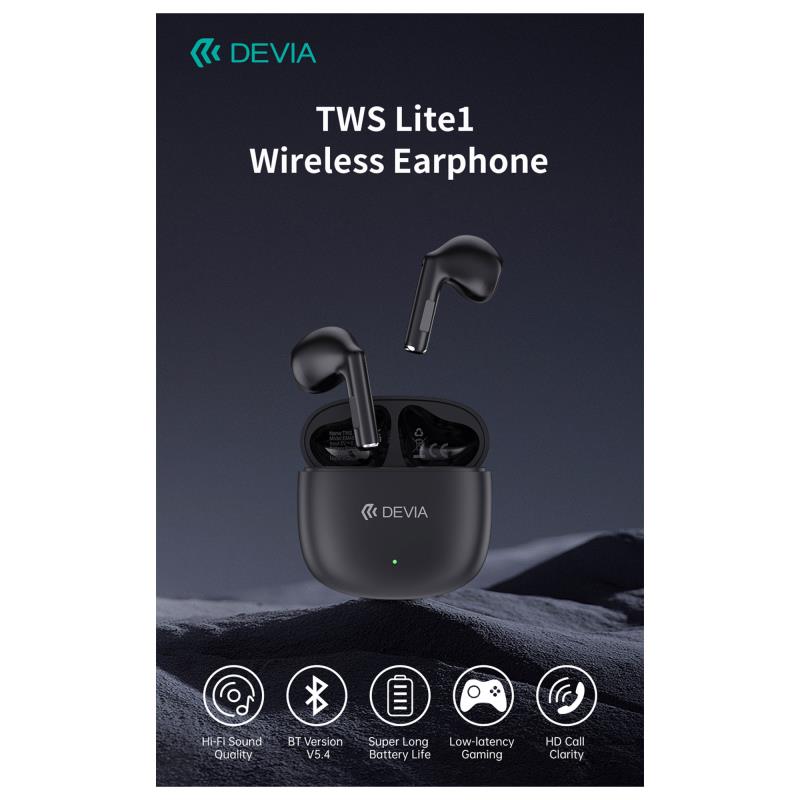 True Wireless Ακουστικά Bluetooth Devia EM404 Lite1 Λευκό