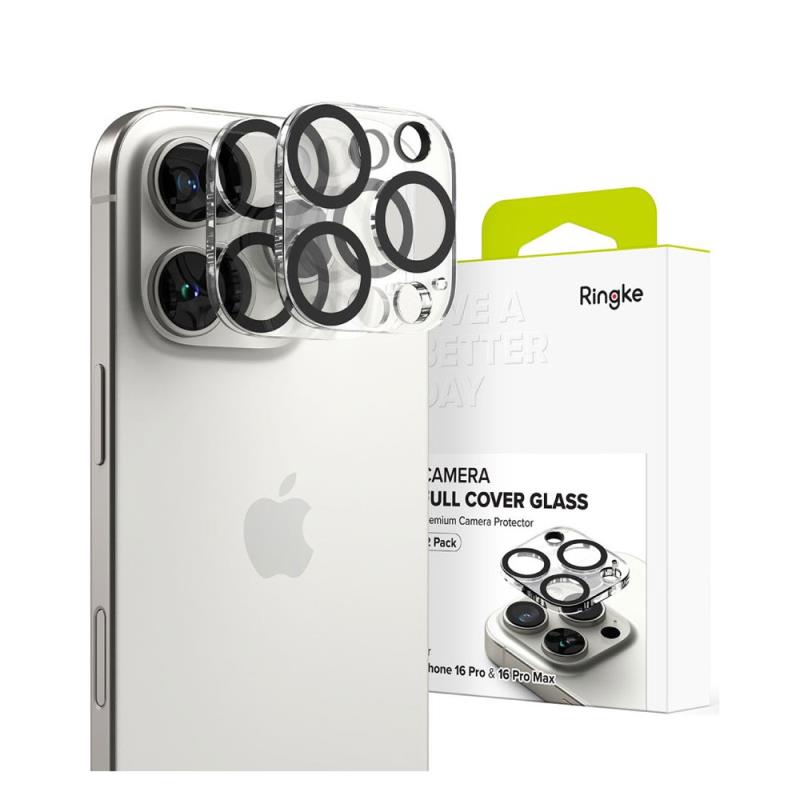 Tempered Glass Full Face Ringke για Τζαμάκι Κάμερας Apple iPhone 16 Pro/ 16 Pro Max/ 17 Pro/ 17 Pro Max Διάφανο (2 τεμ.)