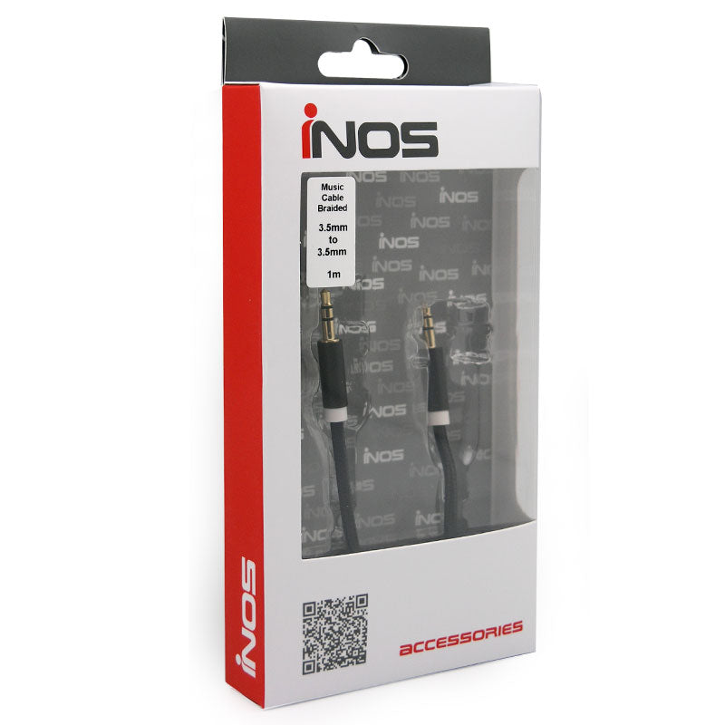 Καλώδιο Ήχου Braided inos 3.5mm/3.5mm 1m Μαύρο