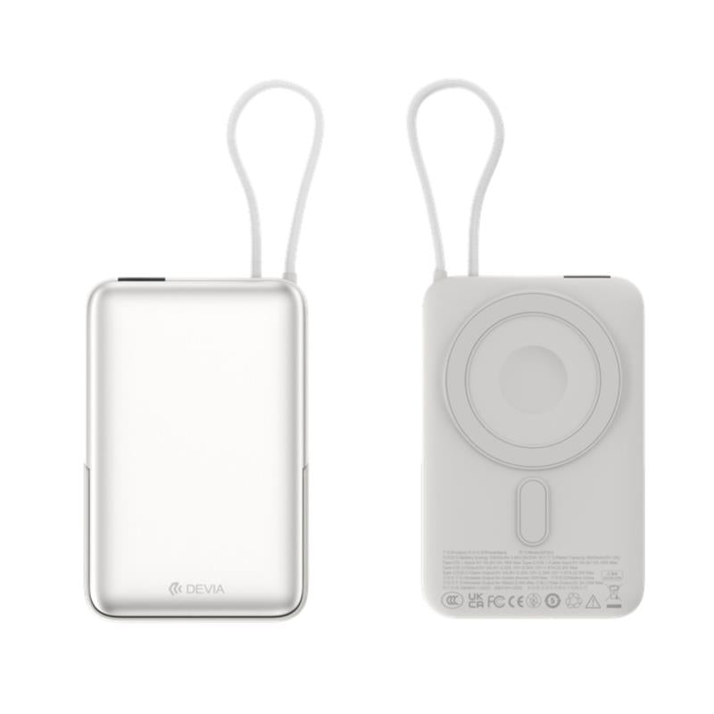 Φορτιστής Ανάγκης Devia EP203 22.5W 10000mAh Magnetic 4 σε 1 με Βραχίονα Στήριξης & Ενσωματωμένο Καλώδιο Extreme Speed Ασημί