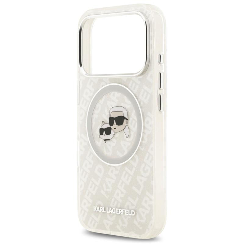 Θήκη Σιλικόνης Karl Lagerfeld Magsafe Apple iPhone 17 Pro Max Glitter Karl & Choupette Heads Λευκό