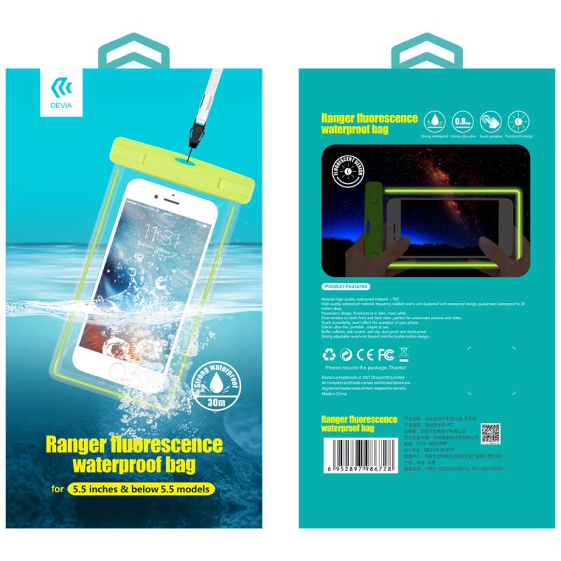Waterproof Θήκη Devia Ranger Fluorescence για Smartphones έως 5.5" Ανοιχτό Πράσινο
