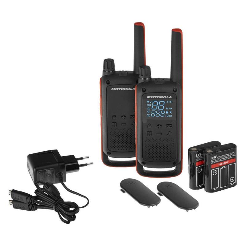 Walkie Talkie Motorola Talkabout T82 & Φορτιστής Μαύρο-Πορτοκαλί (2 τεμ.)