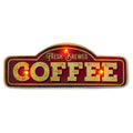 Μεταλλική Πινακίδα LED Forever Light RETRO Fresh Brewed Coffee Κόκκινο-Χρυσό
