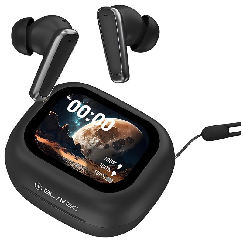True Wireless Ακουστικά Bluetooth Blavec BW-07 Live ANC με Οθόνη LCD Μαύρο