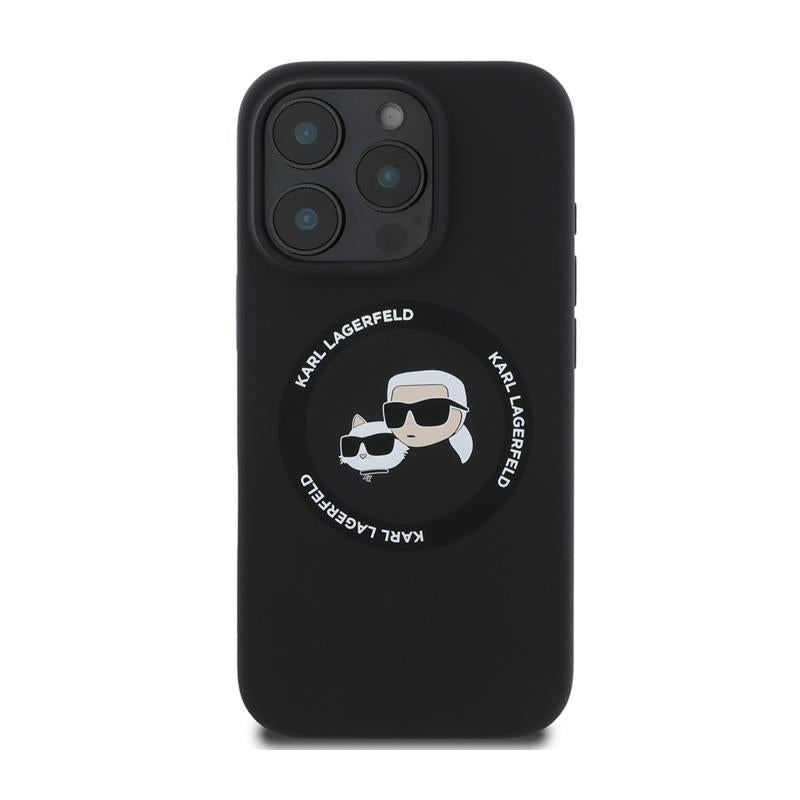 Θήκη Σιλικόνης Karl Lagerfeld Magsafe Apple iPhone 16 Pro Karl & Choupette Heads Μαύρο