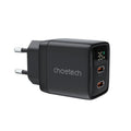 Φορτιστής Ταξιδίου Ταχείας Φόρτισης Choetech PD6051 με Διπλή Έξοδο 2xUSB C GaN PD 35W Μαύρο