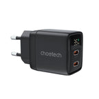 Φορτιστής Ταξιδίου Ταχείας Φόρτισης Choetech PD6051 με Διπλή Έξοδο 2xUSB C GaN PD 35W Μαύρο