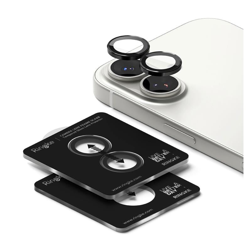 Tempered Glass Ringke Lens Frame για Τζαμάκι Κάμερας Apple iPhone 17 Μαύρο (2 τεμ.)