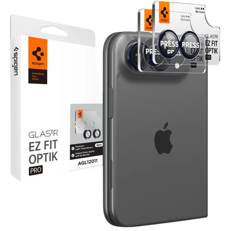 Προστατευτικό Κάλυμμα Κάμερας Spigen Optik.tR EZ-FIT για Τζαμάκι Κάμερας Apple iPhone Duo Μαύρο (2 τεμ.)