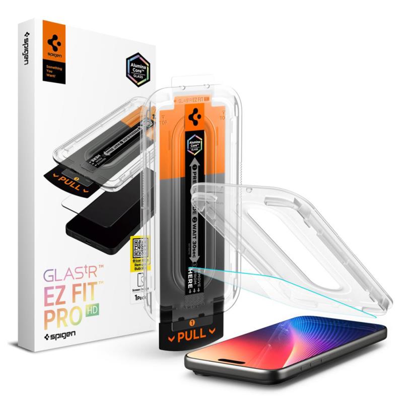 Tempered Glass Full Face Spigen Glas.tR EZ-FIT Pro Apple iPhone 16 Pro/ 17/ 17 Pro Διάφανο (1 τεμ.)