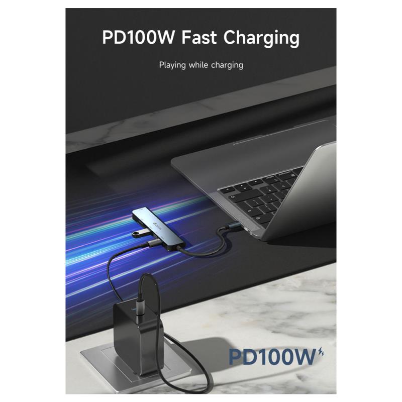 Hub USB C Devia EC135 5 σε 1 (Updated) με Card Reader Leopard PD Σκούρο Γκρι