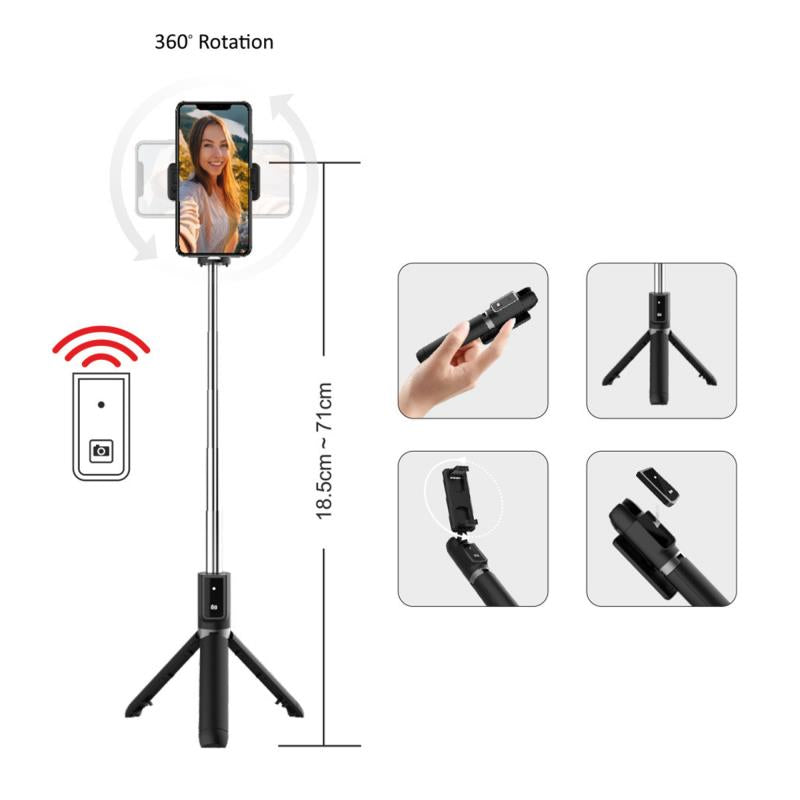 Ασύρματο Selfie Stick & Τρίποδο Blavec Coco P04 με Τηλεχειριστήριο για Smartphones Πλάτους 65 έως 95mm Μαύρο