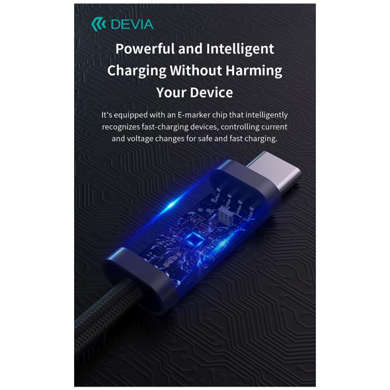 Καλώδιο Σύνδεσης USB 2.0 Devia EC652 USB C σε USB C PD 240W 2m Extreme Μαύρο
