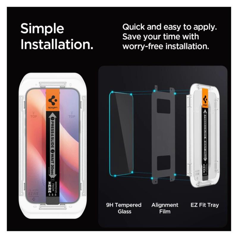 Tempered Glass Full Face Spigen Glas.tR EZ-FIT Privacy Apple iPhone 16 Pro Max (2 τεμ.)