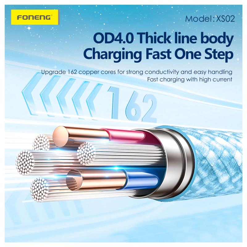Καλώδιο Σύνδεσης USB 2.0 Foneng XS02 Braided USB C σε USB C 60W 1.2m Λευκό