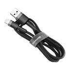 Καλώδιο Σύνδεσης USB 2.0 Baseus Cafule USB A σε Lightning 12W 2.4A 1m Μαύρο-Γκρι
