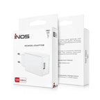 Φορτιστής Ταξιδίου inos με Έξοδο USB A 12W & USB C Καλώδιο 1m Λευκό