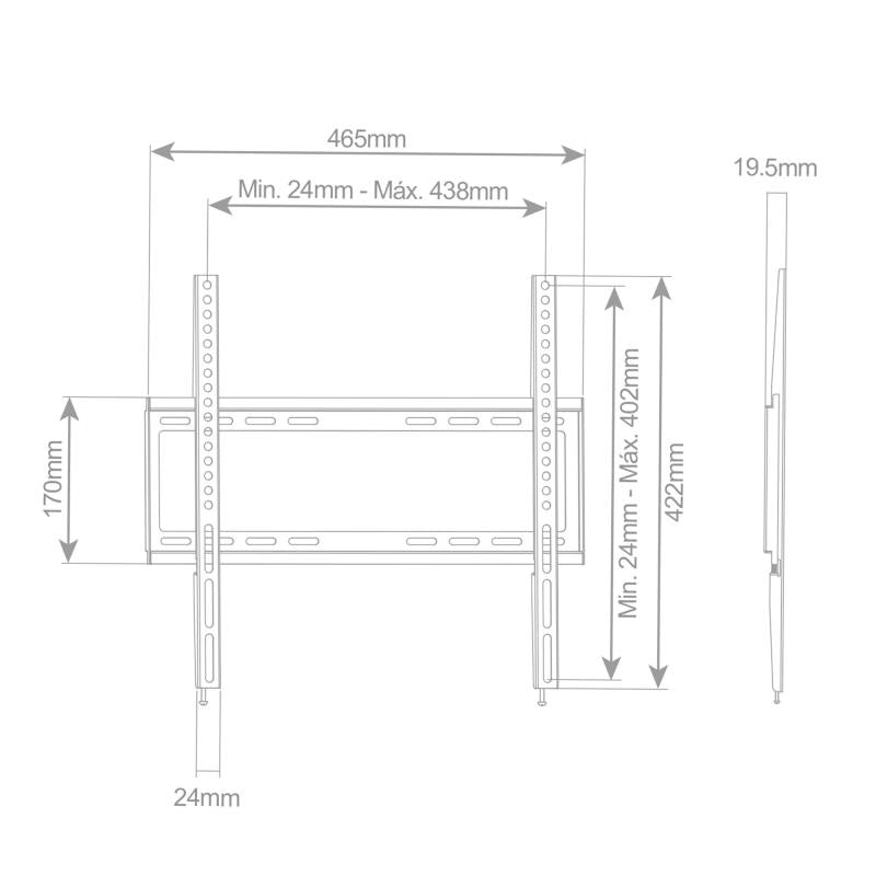Επιτοίχια Βάση TV Holmios Σταθερή (32" έως 55") Μαύρο