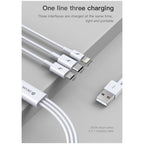 Καλώδιο Σύνδεσης USB 2.0 3 σε 1 Devia EC141 USB A σε Micro USB & USB C & Lightning 15W 1.2m Smart Λευκό