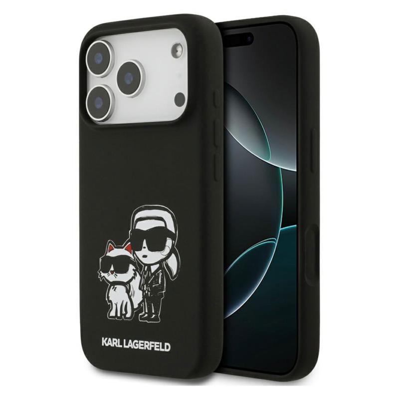Θήκη Σιλικόνης Karl Lagerfeld Apple iPhone 18 Pro/ 17 Pro Sketch & Logo Karl & Choupette Μαύρο