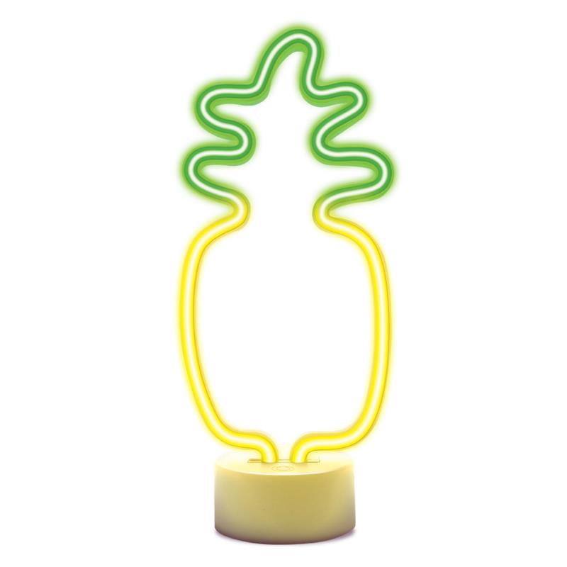 Neon LED Forever Light FSC-12 PINEAPPLE (USB/Μπαταρίας & On/Off) με Stand Κίτρινο-Πράσινο