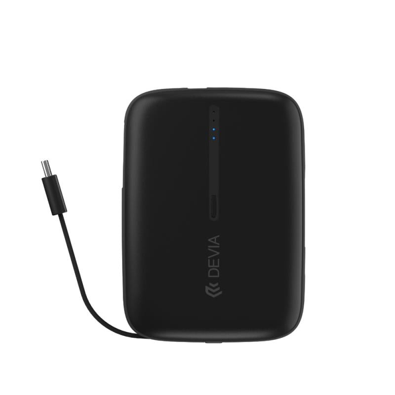 Φορτιστής Ανάγκης Devia EP158 10W 10000mAh με 2 Ενσωματωμένα Καλώδια Kintone Μαύρο