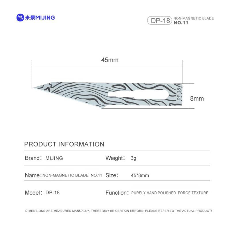 Σετ Ανταλλακτικές Λεπίδες Non-Magnetic MiJing DP-18 No.11 για Νυστέρι (5 τεμ)