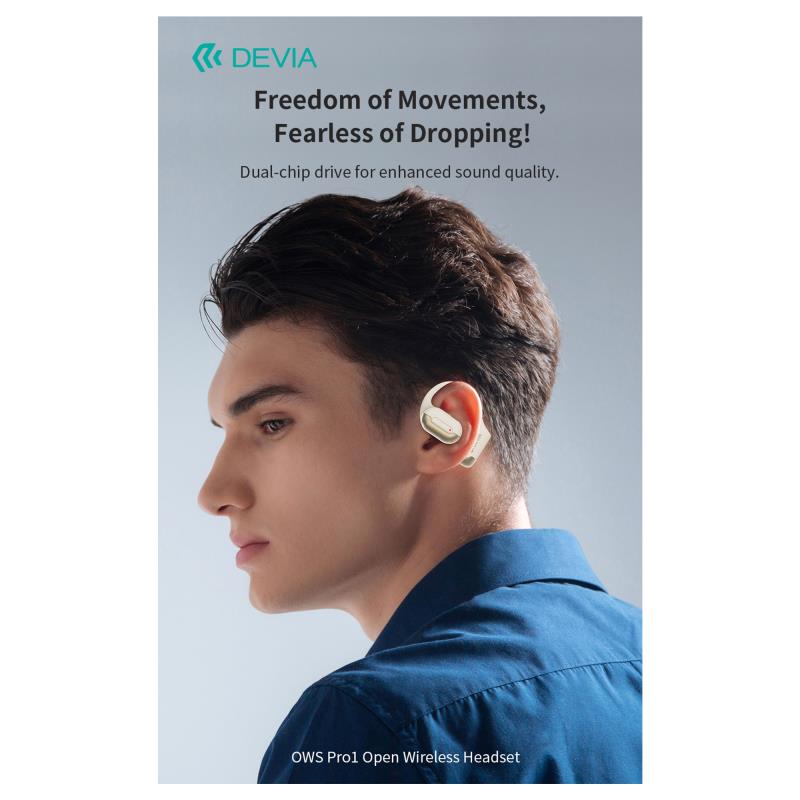 True Wireless Ακουστικά Bluetooth Devia EM401 OWS Pro1 Μπεζ