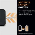 Καλώδιο Σύνδεσης USB 2.0 Duracell Braided Kevlar USB A σε MFI Lightning 15W 2m Λευκό