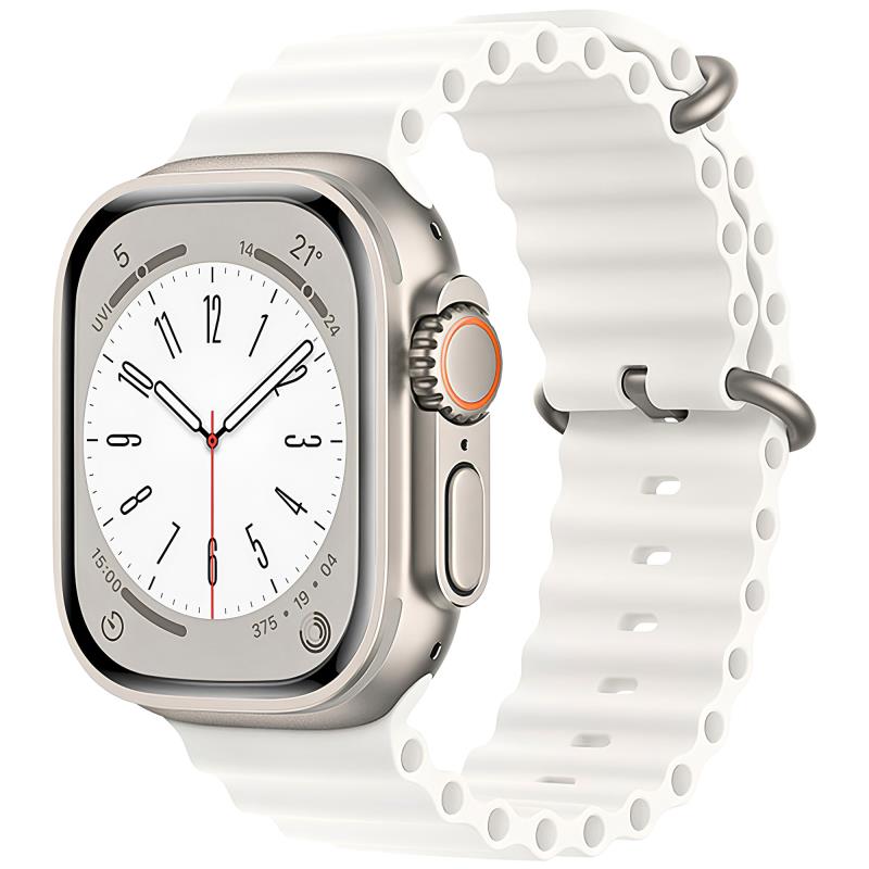 Λουράκι Σιλικόνης Ocean για Apple Watch 44/ 45/ 46/ 49mm Λευκό (Ασυσκεύαστο)