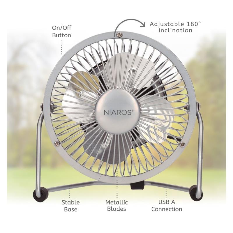 Επιτραπέζιος Ανεμιστήρας Niaros Kila USB 2.5W Mini Γκρι