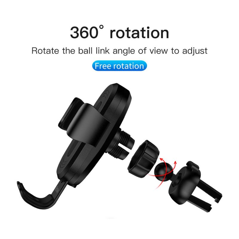 Universal Βάση Στήριξης Αεραγωγού Αυτοκινήτου Devia EA194 Gravity Sensor με Ασύρματη Φόρτιση 10W Μαύρο