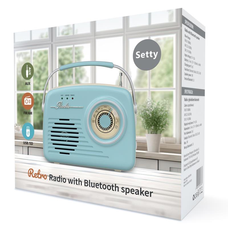 Φορητό Ηχείο Bluetooth Setty P350 με Ραδιόφωνο FM Retro Μπλε