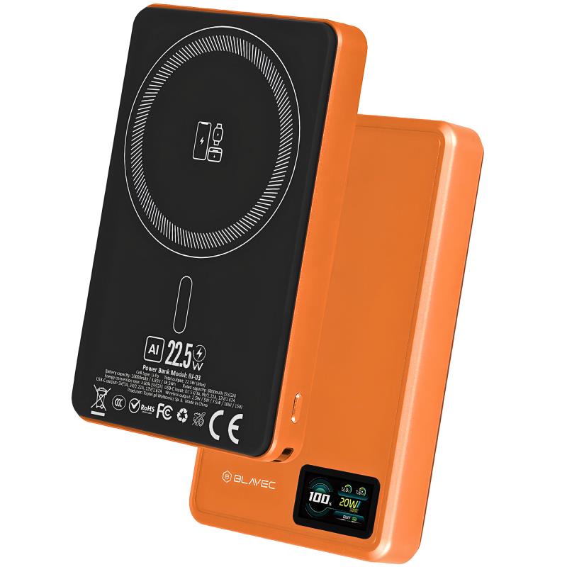 Φορτιστής Ανάγκης Blavec BJ-03 22.5W 10000mAh 3 σε 1 Magnetic Πορτοκαλί