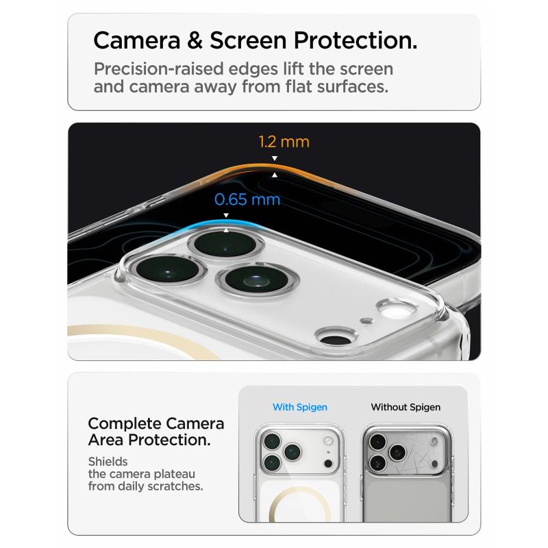Θήκη TPU & PC Spigen Apple iPhone 18 Pro Max/ 17 Pro Max MagSafe Ultra Hybrid Διάφανο-Χρυσό
