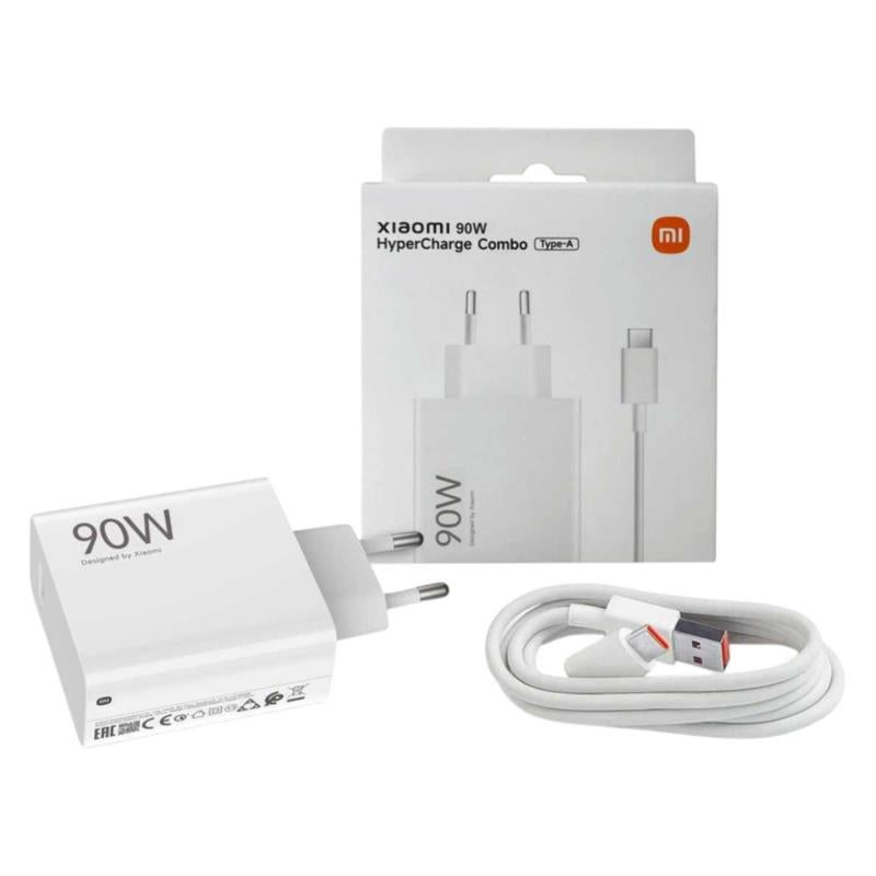 Φορτιστής Ταξιδίου Ταχείας Φόρτισης Xiaomi HyperCharge Combo με Έξοδο USB A 90W & Καλώδιο USB C 1m Λευκό
