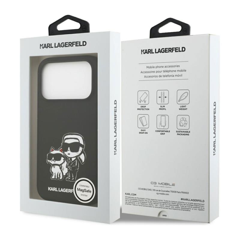 Θήκη Σιλικόνης Karl Lagerfeld Apple iPhone 17 Pro Sketch & Logo Karl & Choupette Μαύρο