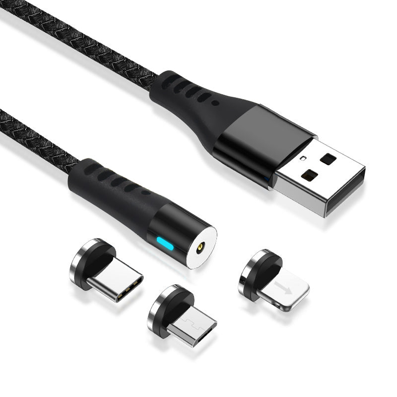 Καλώδιο Σύνδεσης USB 2.0 Maxlife MXUC-02 Magnetic Braided USB A σε Lightning & USB C & Micro USB 10W 1m Μαύρο