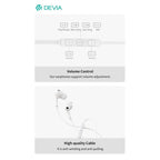 Hands Free Stereo Devia EM106 A2 3.5mm Kintone Λευκό