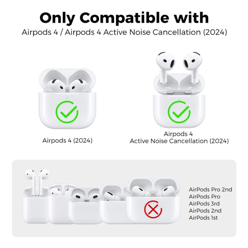 Θήκη Σιλικόνης AhaStyle WG163 Apple AirPods 4 Premium με Γάντζο Μαύρο