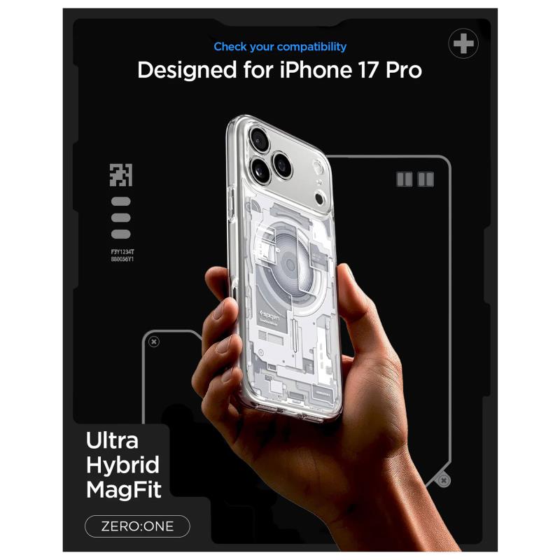 Θήκη TPU & PC Spigen Ultra Hybrid Mag Magsafe Apple iPhone 17 Pro Zero One Λευκό