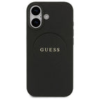 Θήκη PU Guess MagSafe Apple iPhone 17 Grained Gold Ring Μαύρο